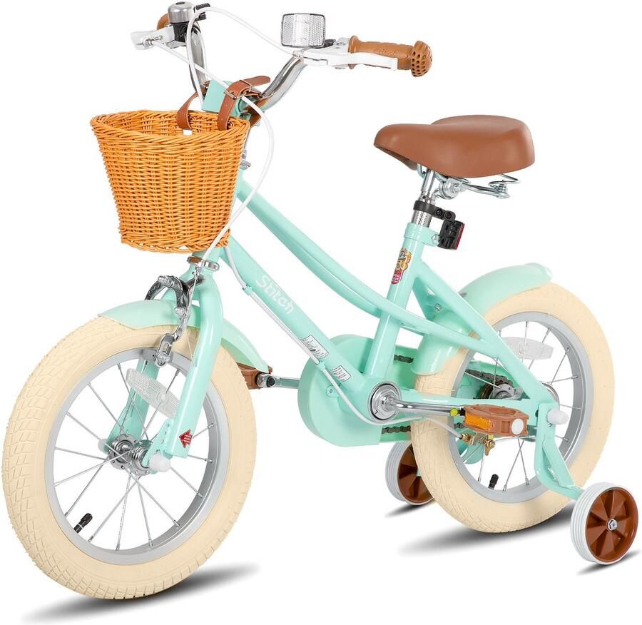 JOYSTAR STITCH Fantasy Meisjesfiets 14 inch – Groen Kinderfiets met Zijwieltjes & Mandje – 3-5 jaar