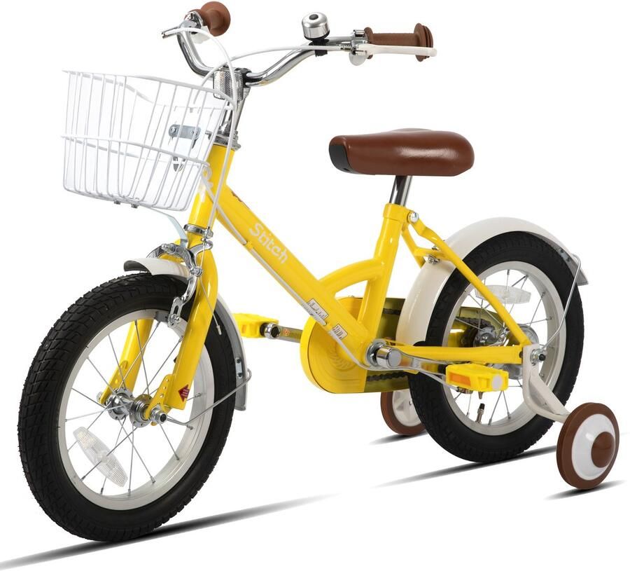 JOYSTAR STITCH Little Wizard Kinderfiets 16 inch – Geel Unisex Fiets met Zijwieltjes & dje – 4-7 jaar