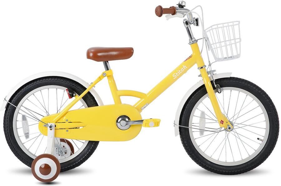 JOYSTAR STITCH Little Wizard Kinderfiets 18 inch – Geel Unisex Fiets met Zijwieltjes & dje – 4-7 jaar