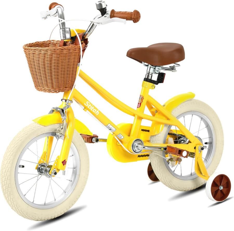JOYSTAR STITCH Meisjesfiets 14 inch Met Zijwieltjes & Mandje Voor kinderen 3-5 jaar