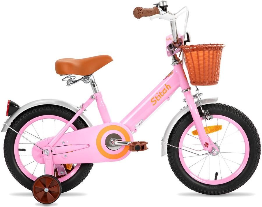 JOYSTAR STITCH Retro Kinderfiets Meisjes 12 inch Met Mandje & Zijwieltjes 2 tot 4 Jaar