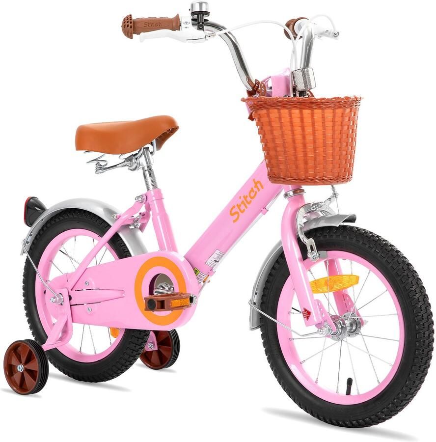 JOYSTAR STITCH Retro Kinderfiets Meisjes 16 inch Met Mandje & Zijwieltjes 2 tot 4 Jaar