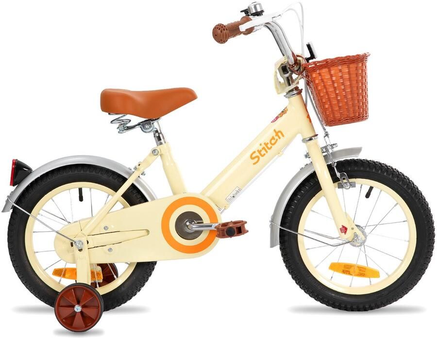 JOYSTAR STITCH Retro Kinderfiets Meisjes 16 inch Met Mandje & Zijwieltjes 2 tot 4 Jaar