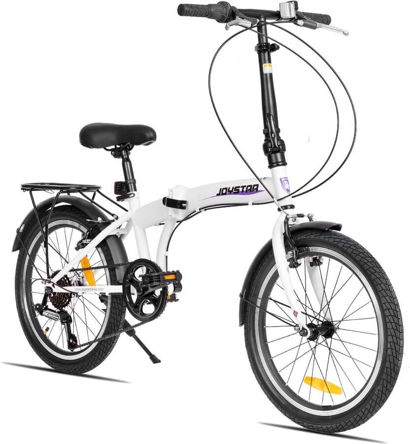 JOYSTAR Vouwfiets Shi o 6v 20 inch Plooifiets Folding Bike V-rem Wit Geschikt voor buitenactiviteiten in de lente