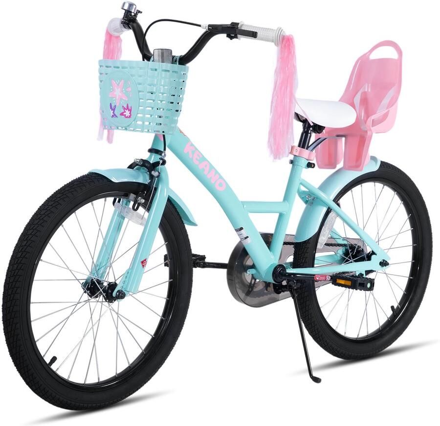 JOYSTAR Zinnia Kinderfiets – 20 Inch – Met Mandje & Slingers – Bel – Terugtraprem – Groente Geschikt voor buitenactiviteiten in de lente
