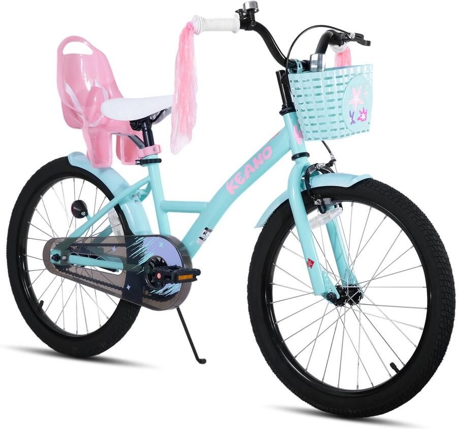 JOYSTAR Zinnia Kinderfiets – 20 Inch – Met Mandje & Slingers – Bel – Terugtraprem – Groente Geschikt voor buitenactiviteiten in de lente - Foto 2