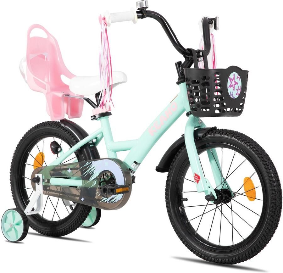 JOYSTAR Zinnia Kinderfiets – 20 Inch – Met Mandje & Slingers – Zijwieltjes – Bel – Terugtraprem – Groente