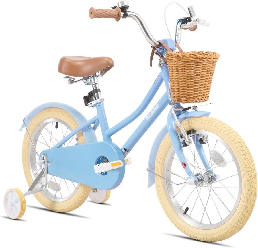 Keano 12 Inch Kinderfiets voor Meisjes 3-4 Jaar 33-41 inch met Zijwieltjes Kinderfiets Blauw