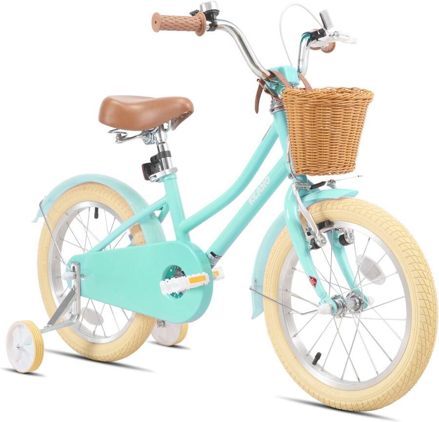 Keano 12 Inch Kinderfiets voor Meisjes 3-4 Jaar 33-41 inch met Zijwieltjes Kinderfiets Groen