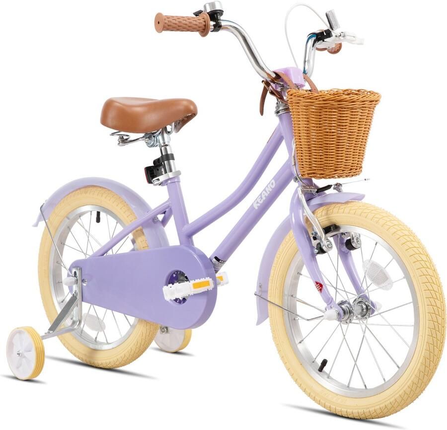 Keano 12 Inch Kinderfiets voor Meisjes 3-4 Jaar 33-41 inch met Zijwieltjes Kinderfiets Paars