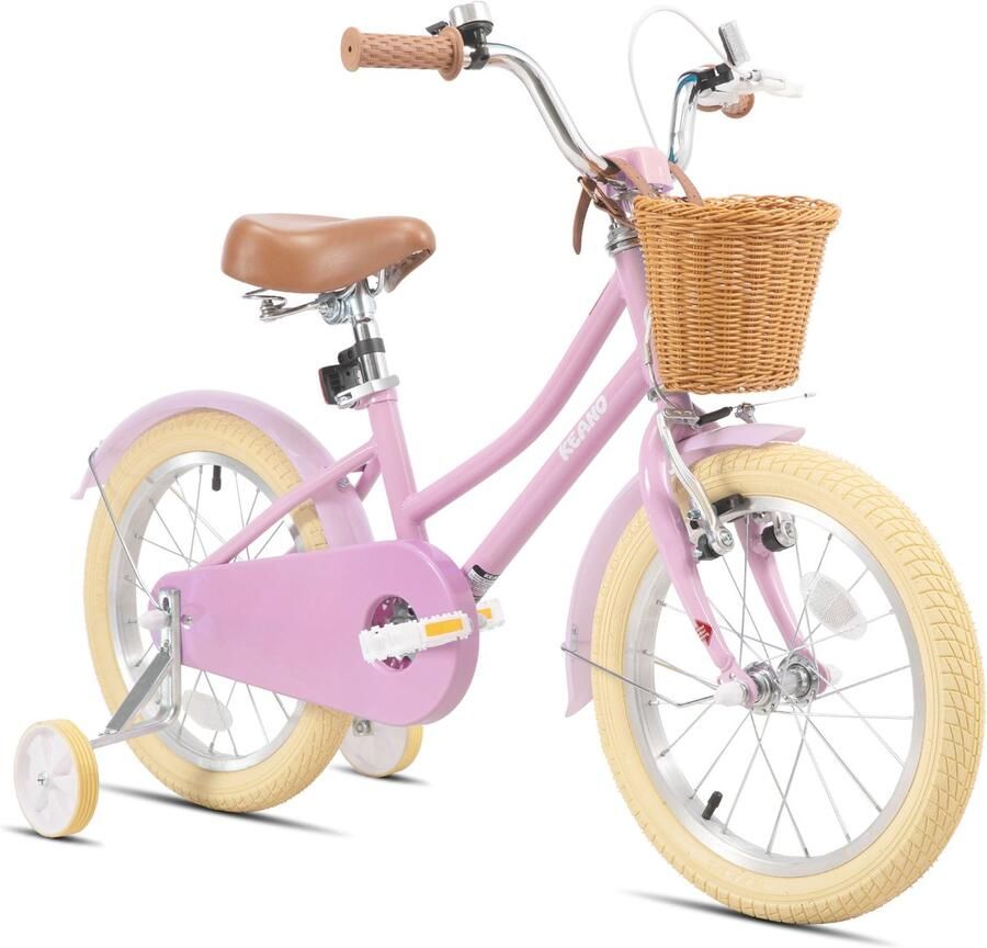Keano 12 Inch Kinderfiets voor Meisjes 3-4 Jaar 33-41 inch met Zijwieltjes Kinderfiets Roze