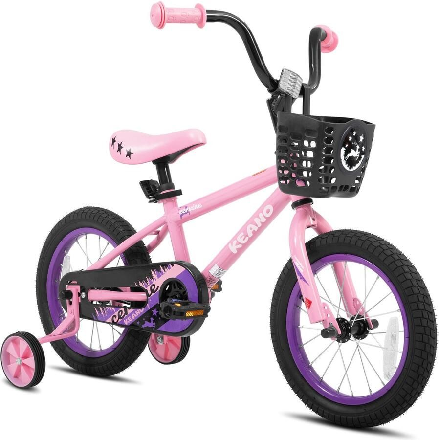 Keano Cervine Stoere Kinderfiets 16 Inch Voor & (4-7 Jaar) BMX Stijl Met Zijwieltjes & dje Roze