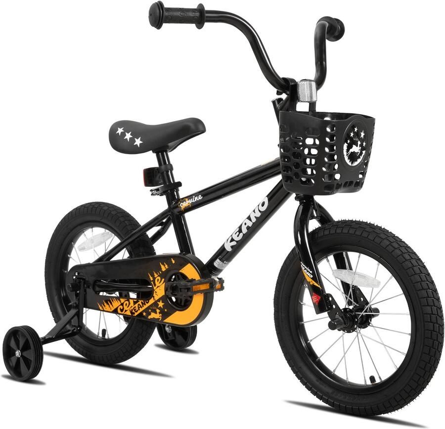 Keano Cervine Stoere Kinderfiets 16 Inch Voor & (4-7 Jaar) BMX Stijl Met Zijwieltjes & dje Zwart