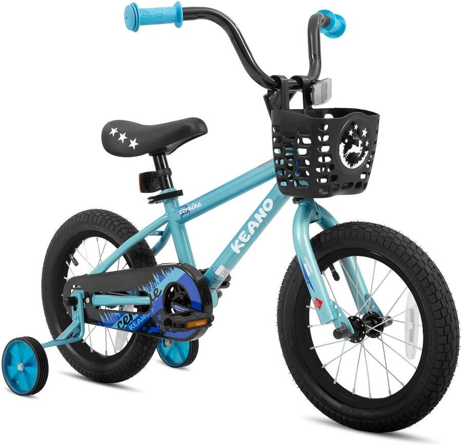 Keano Cervine Stoere Kinderfiets 16 Inch Voor & (4-7 Jaar) BMX Stijl Met Zijwieltjes & dje Blauw
