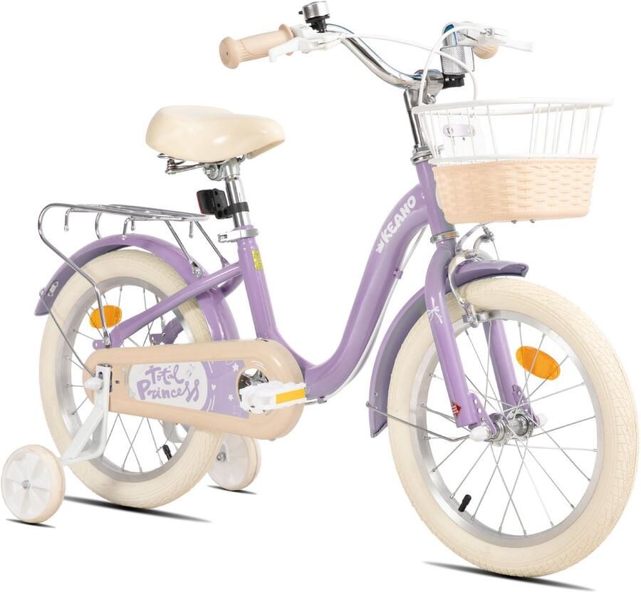 Keano Kinderfiets 16 Inch Voor & (4-7 Jaar) Inclusief Zijwieltjes Paars