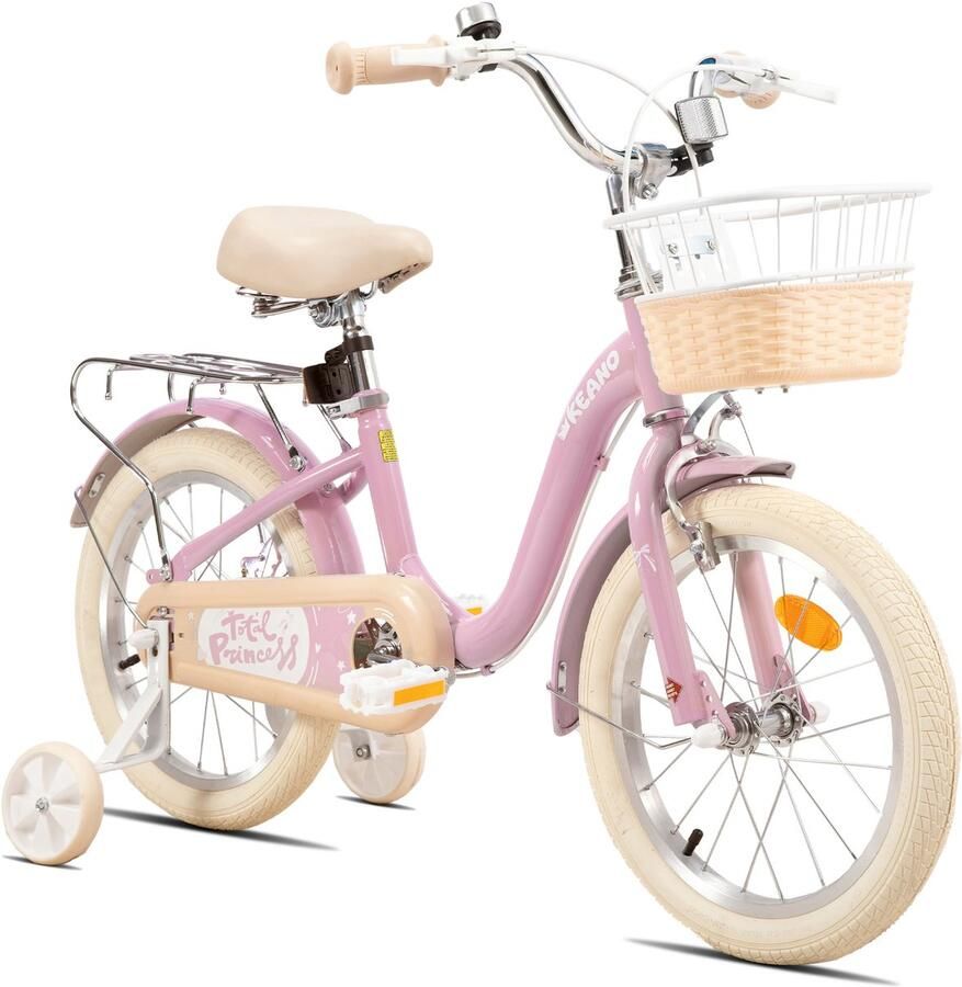 Keano Kinderfiets 16 Inch Voor & (4-7 Jaar) Inclusief Zijwieltjes Roze