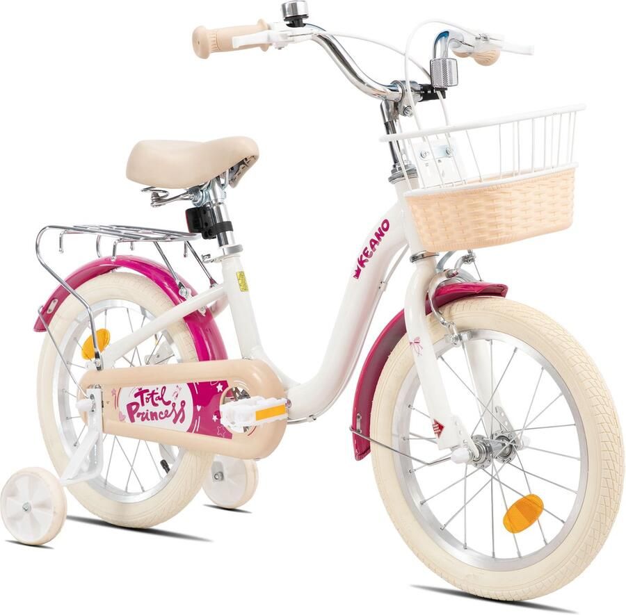 Keano Kinderfiets 16 Inch Voor & (4-7 Jaar) Inclusief Zijwieltjes Wit