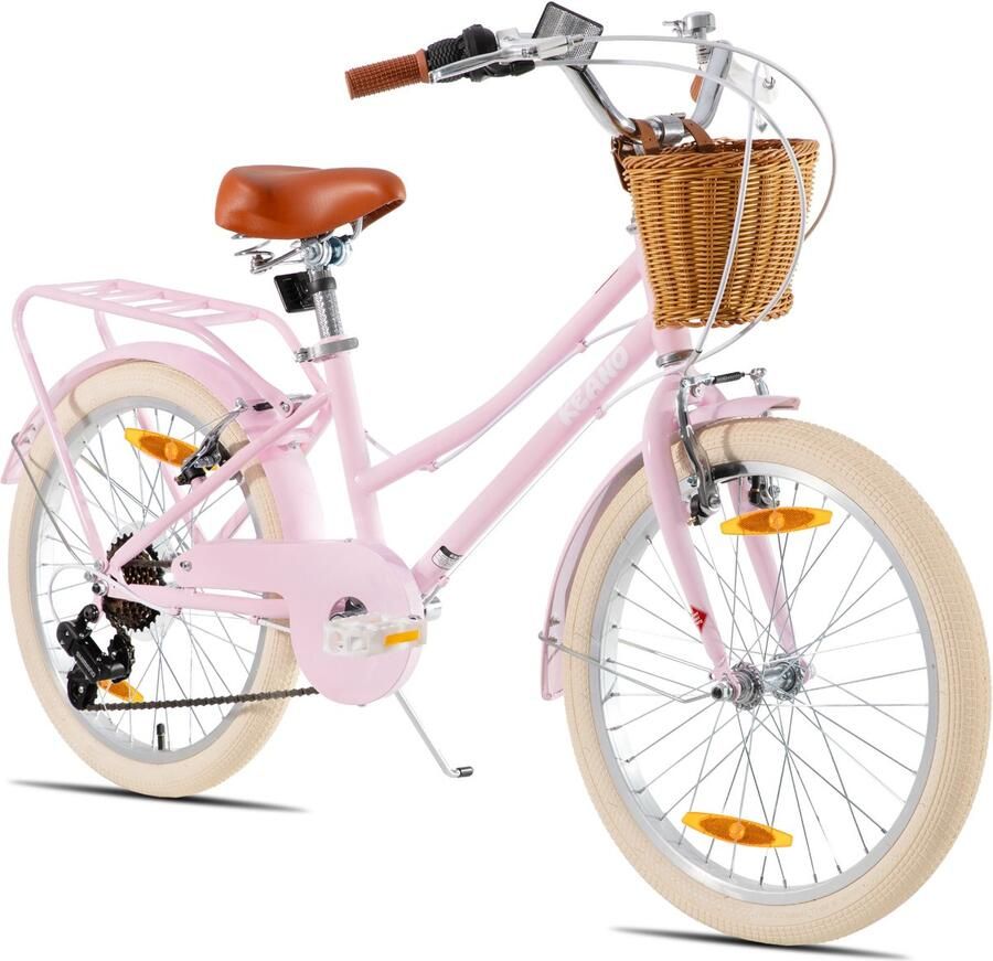 Keano Poppy 24 Inch Meisjesfiets 8 Jaar tot 12 Jaar 7 Versnellingen -24 Kinderfiets Met Handige Fietsmand Roze
