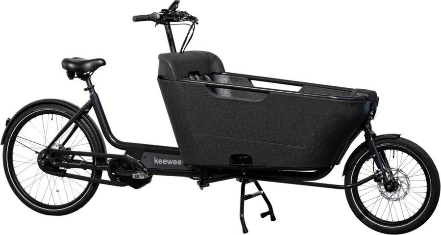 Keewee 2.0 Elektrische Bakfiets Zwart 26 inch Accu 640Wh (13Ah) 250W (85Nm) Ananda Middenmotor Shi o Nexus 5 Versnellingen Hydraulische Rem