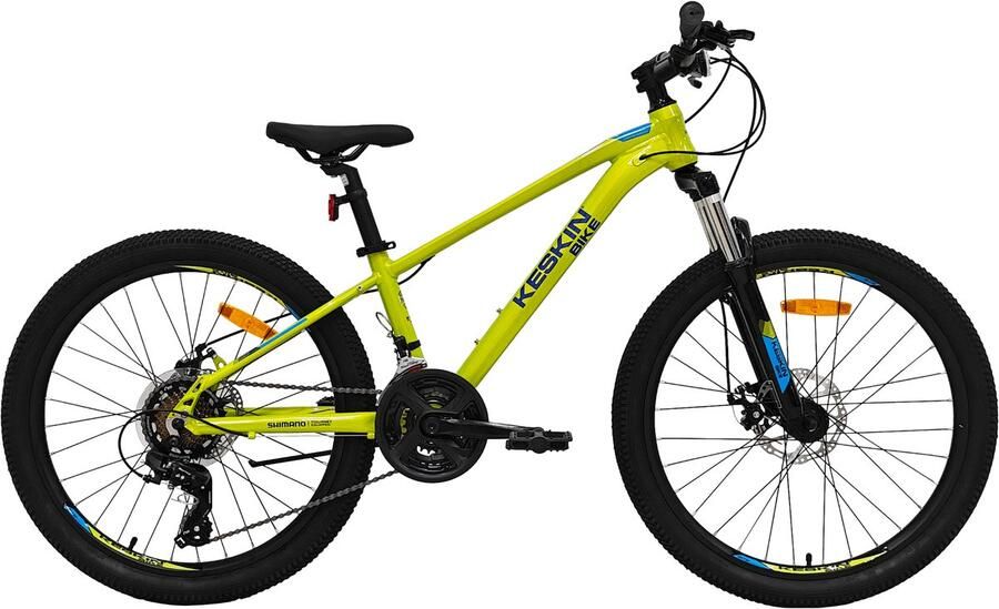 Keskin Bike Jongensfiets 24 inch Mountainbike Kind 8-12 Jaar 21 Versnellingen – Schijfremmen Aluminium Spatborden – neongroen