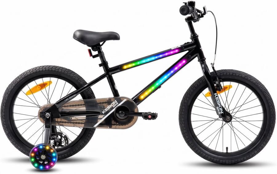Keskin Bike s Kinderfiets 12 16 18 inch met LED-verlichting voor en 3–7 jaar