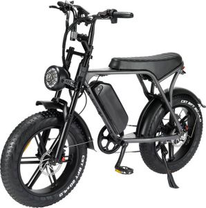 Kick&Move Fatbike – E-Fatbike – Fatbike V8 – Elektrische Fiets – Elektrische Fatbike – Fatbike Electrisch – 250W Vermogen – Shi o 7 Versnellingen – Nardo Grey