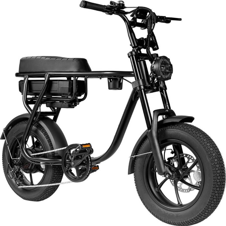 Kick&Move Fatbike EB16 Fatbike Hydraulische rem 25km u 250W motor Shi o 7 versnellingen Garantie geschikt voor lengte 1.35 t m 1.70 Zwart