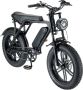 Kick&Move V8 Fatbike – E-Fatbike – Elektrische Fiets – Elektrische Fatbike – Fatbike Electrisch – 250W Vermogen – Shi o 7 Versnellingen – Zwart - Thumbnail 1