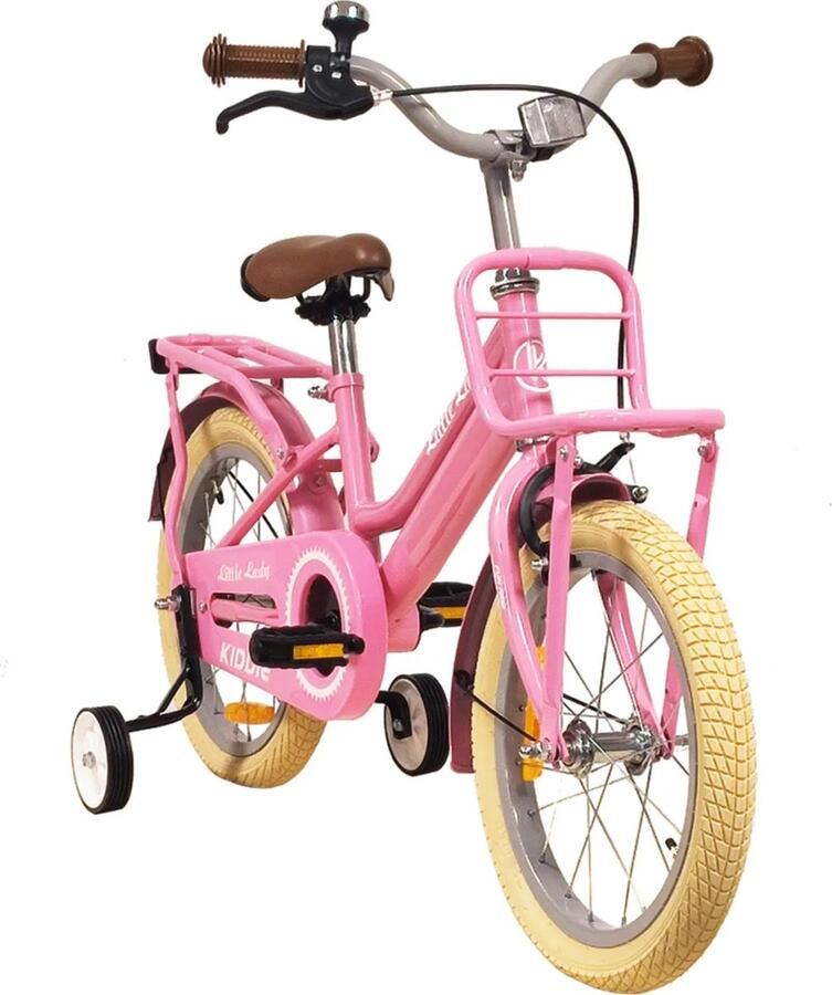 Kiddie Kinderfiets FunGirl met voordrager 16' M' Roze