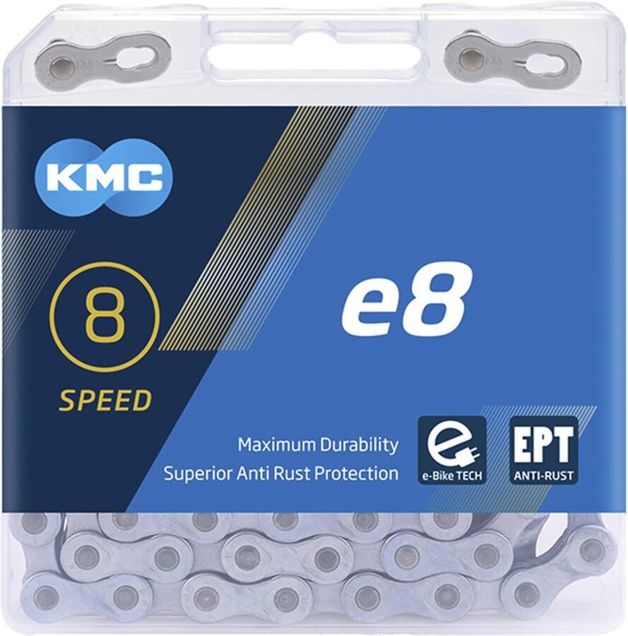 KMC E-bike ketting 8-speed Anti-roest Versterkte pen 122 schakels Zilver