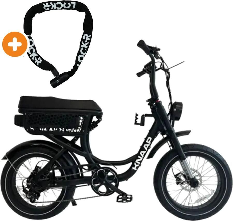KNAAP BIKES LON Elektrische Fatbike 20 inch 250W motor Actieradius tot 80 km 7 versnellingen Hydraulische schijfrem Zwart