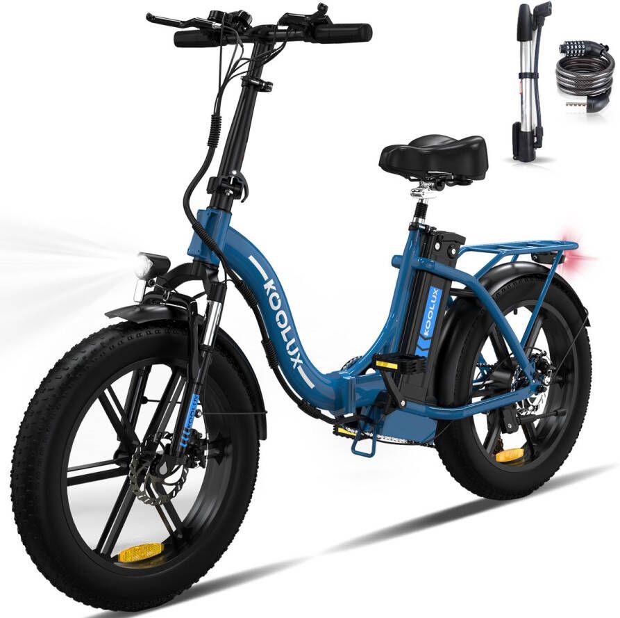 Koolux BK6S 4.0 Elektrische Vouwfiets E-Bike 20 x 4.0 Inch Dikke Banden 48V 13Ah Lithium Accu 250 W Motor Maximaal 25 u Maximaal bereik 90km 7-speed versnelling LCD Scherm Aluminium Frame Blauw Gratis Rijklaar Bezorgd