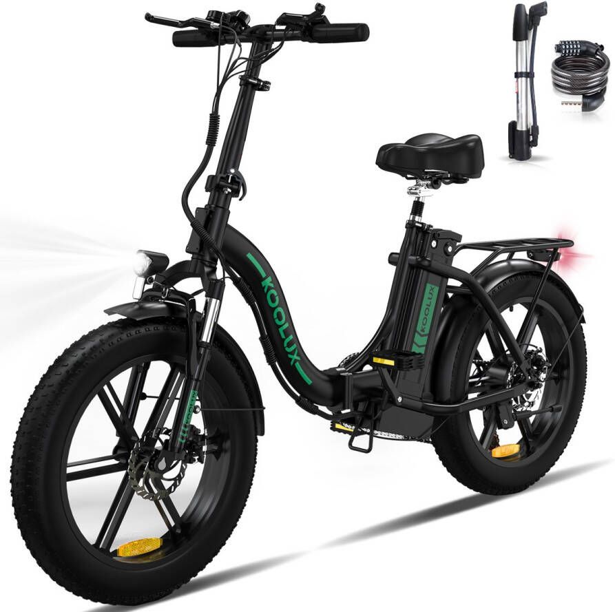 Koolux BK6S 4.0 Elektrische Vouwfiets E-Bike 20 x 4.0 Inch Dikke Banden 48V 13Ah Lithium Accu 250 W Motor Maximaal 25 u Maximaal bereik 90km 7-speed versnelling LCD Scherm Aluminium Frame Zwart Gratis Rijklaar Bezorgd