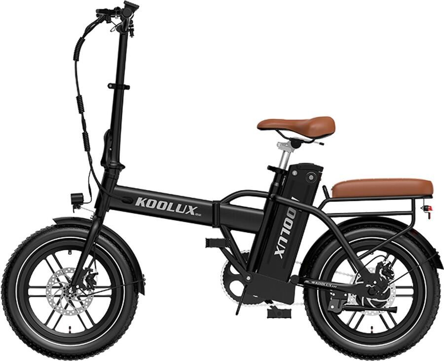 Koolux X10 Elektrische Vouwfiets E-Bike 16 x 3.0 Inch Dikke Banden 36V 13Ah 620Wh Lithium Accu 250 W Motor Maximaal 25 u Maximaal bereik 55km LCD Scherm Zwart