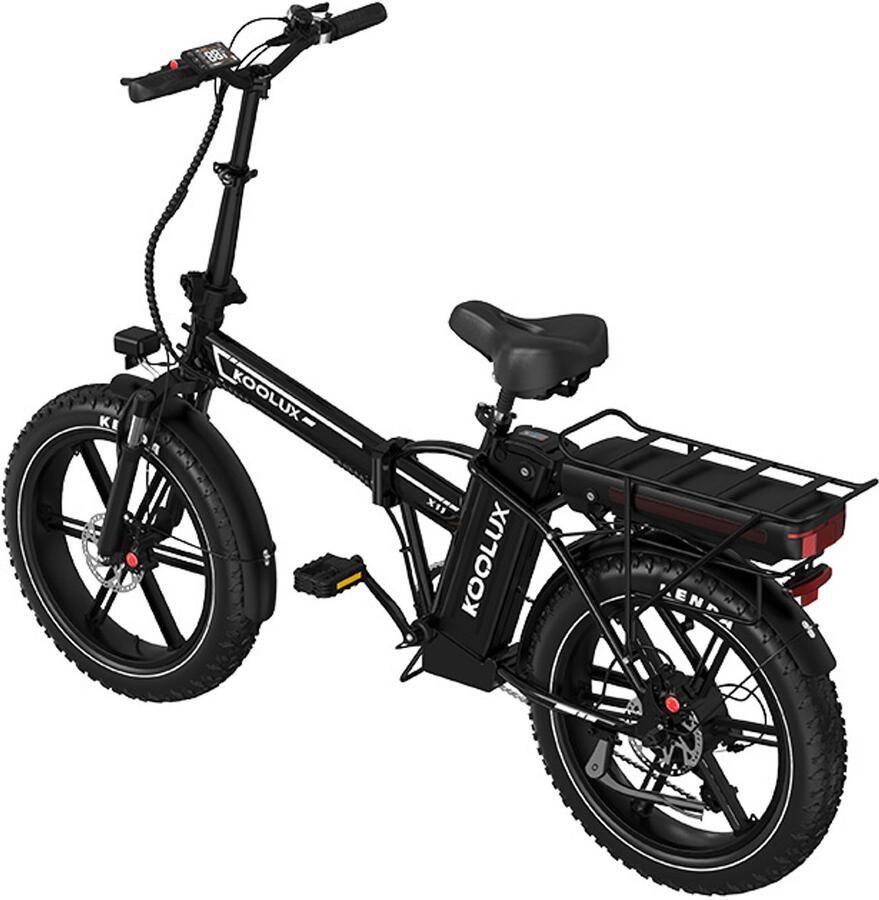 Koolux X11 Elektrische Vouwfiets E-Bike 20 x 4.0 Inch Dikke Banden Dubbele 48V 13+10.4Ah 1120Wh Accu 250W Motor Maximaal 25 u Maximaal bereik 150km Shi o 7-speed versnelling LCD Scherm Zwart Gratis Rijklaar Bezorgd
