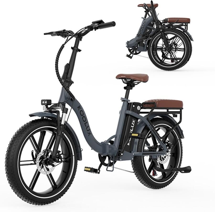 Koolux X16 Elektrische Vouwfiets E-Bike 20 x 3.0 Inch Dikke Banden 48V 15.6Ah 620Wh Lithium Accu 250 W Motor Maximaal 25 u Maximaal bereik 90km 7-speed versnelling LCD Scherm Aluminium Frame Grijs Gratis Rijklaar Bezorgd