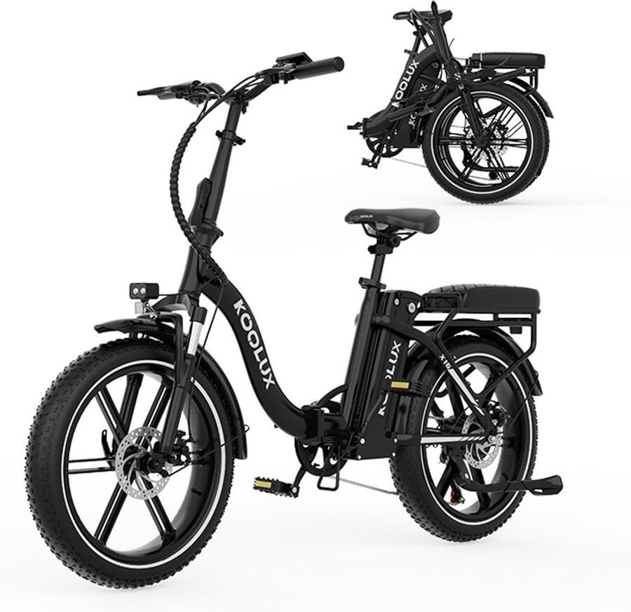Koolux BK6S Elektrische Vouwfiets E-Bike 20 x 3.0 Inch Dikke Banden 36V 15Ah Lithium Accu 250 W Motor Maximaal 25 u Maximaal bereik 100km 7-speed versnelling LCD Scherm Aluminium Frame Blauw