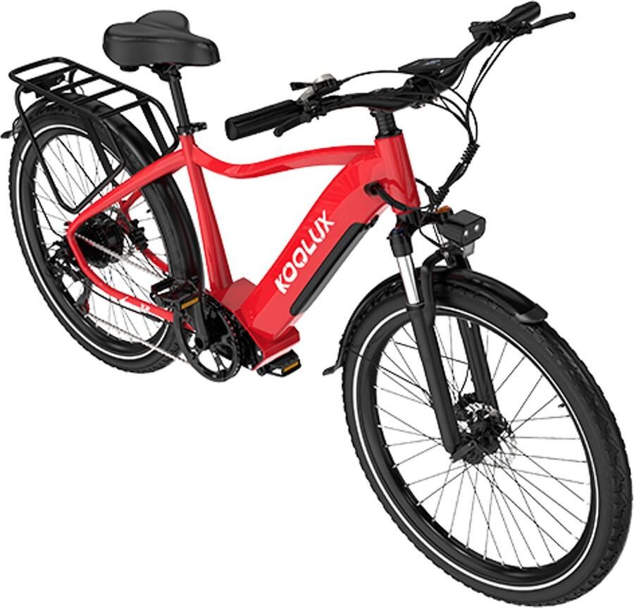 Koolux X3 Elektrische Fiets E-Bike 26 x 1 95 Inch Banden 48V 15Ah Lithium Accu 250W Motor Maximaal 25km u Maximaal bereik 80km Hydraulische rem 7-speed versnelling LCD Scherm Aluminium Frame Rood Gratis Rijklaar Bezorgd