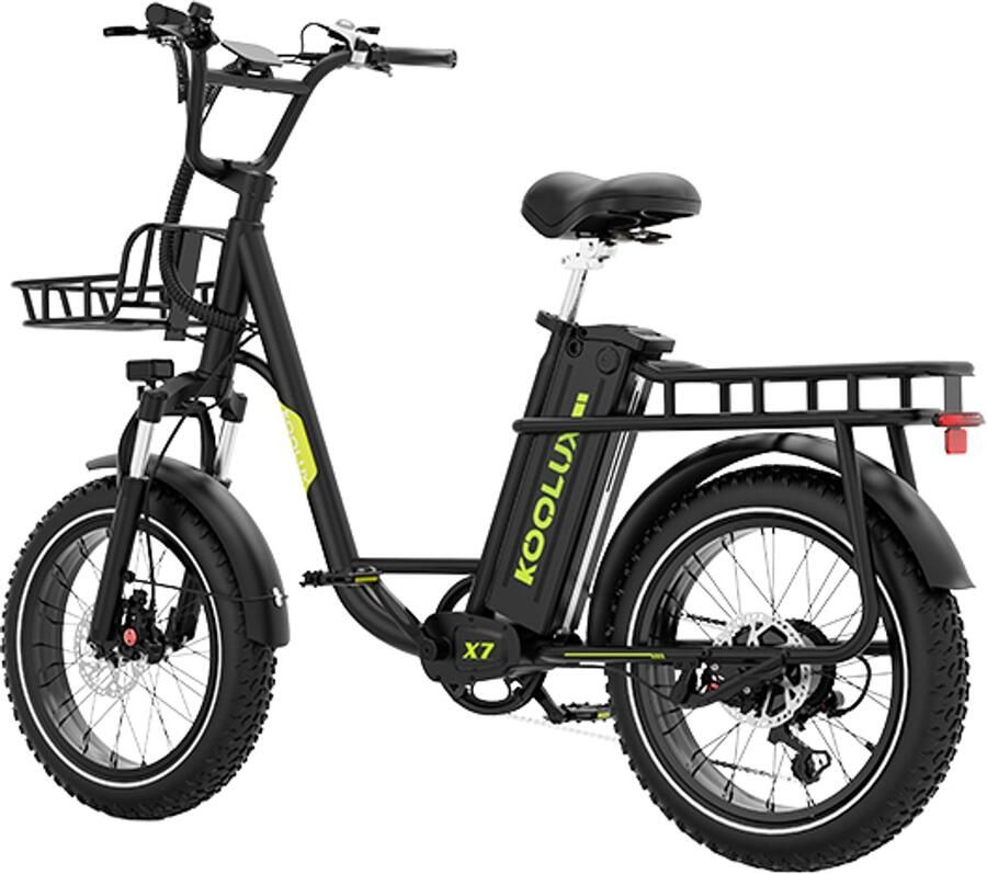 Koolux X7 Elektrische Fiets Fatbike 20 x 4.0 Inch Dikke Banden 48V 25Ah Lithium Accu 250W Motor Maximaal 25 u Maximaal bereik 100km Hydraulische rem 7-speed versnelling LCD Scherm Zwart Rijklaar - Foto 1