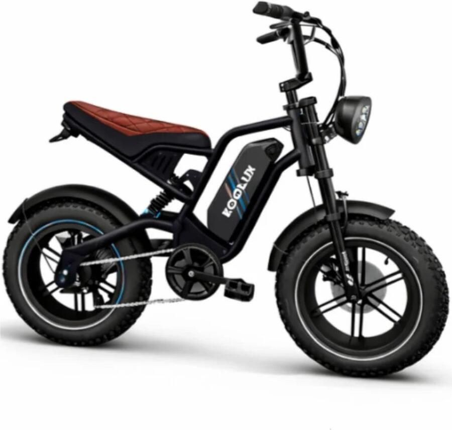 Koolux X9 Mini Elektrische Fiets Fatbike 16 x 4.0 Inch Dikke Banden 48V 13Ah 620Wh Lithium Accu 250W Motor Maximaal 25 u Maximaal 70km bereik Mechanische rem LCD Scherm Zwart Rijklaar Bezorgd
