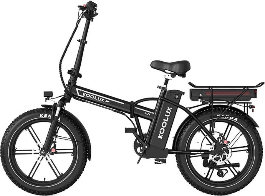 Koolux X11 Elektrische Vouwfiets E-Bike 20 x 4.0 Inch Dikke Banden Dubbele 48V 13+10.4Ah Accu 250W Motor Maximaal 25 u Maximaal bereik 150km Shi o 7-speed versnelling LCD Scherm Zwart Gratis Rijklaar Bezorgd