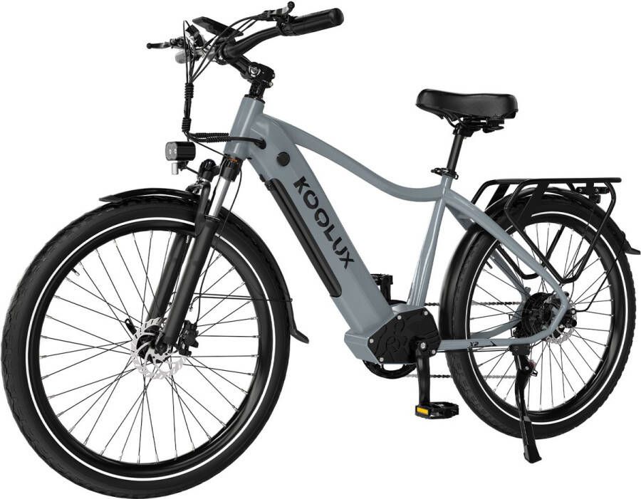 Koolux X3 Elektrische Fiets E-Bike 26 x 1 95 Inch Banden 48V 15Ah Lithium Accu 250W Motor Maximaal 25km u Maximaal bereik 80km Hydraulische rem 7-speed versnelling LCD Scherm Aluminium Frame Grijs Gratis Rijklaar Bezorgd