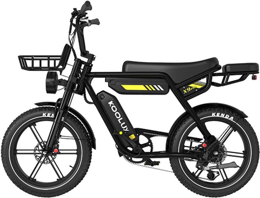 Koolux X9 Pro Elektrische Fiets Fatbike 20 x 4.0 Inch Dikke Banden Dubbele 48V 15.6Ah ( 2 x 15 6Ah) Lithium Accu 250W Motor Maximaal 25 u Maximaal bereik 180km Hydraulische rem 7-speed versnelling LCD Scherm Zwart Rijklaar - Foto 1