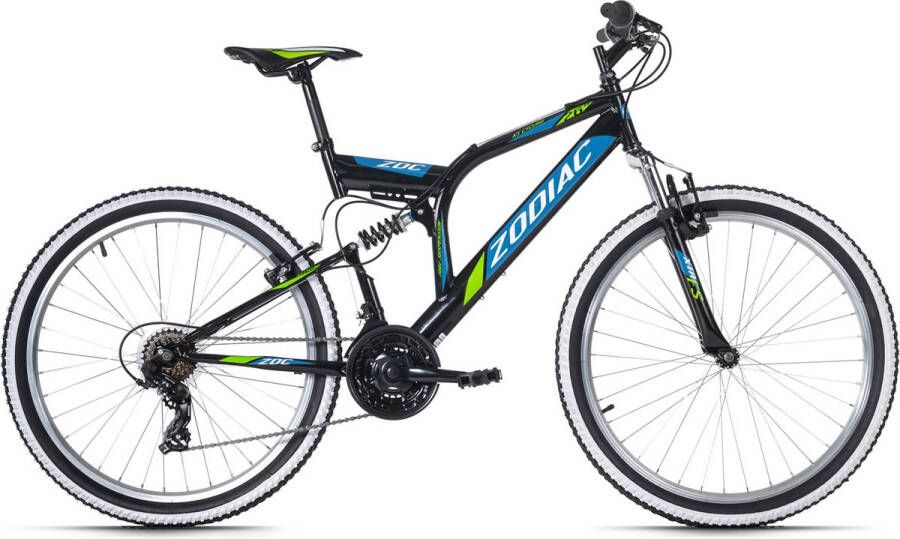 KS Cycling Fiets 26 inch fully-mountainbike Zodiac met 21 versnellingen zwart-groen 48 cm