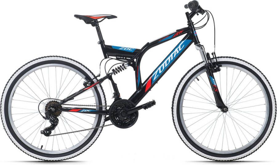 KS Cycling Fiets 26 inch fully-mountainbike Zodiac met 21 versnellingen zwart-rood 48 cm