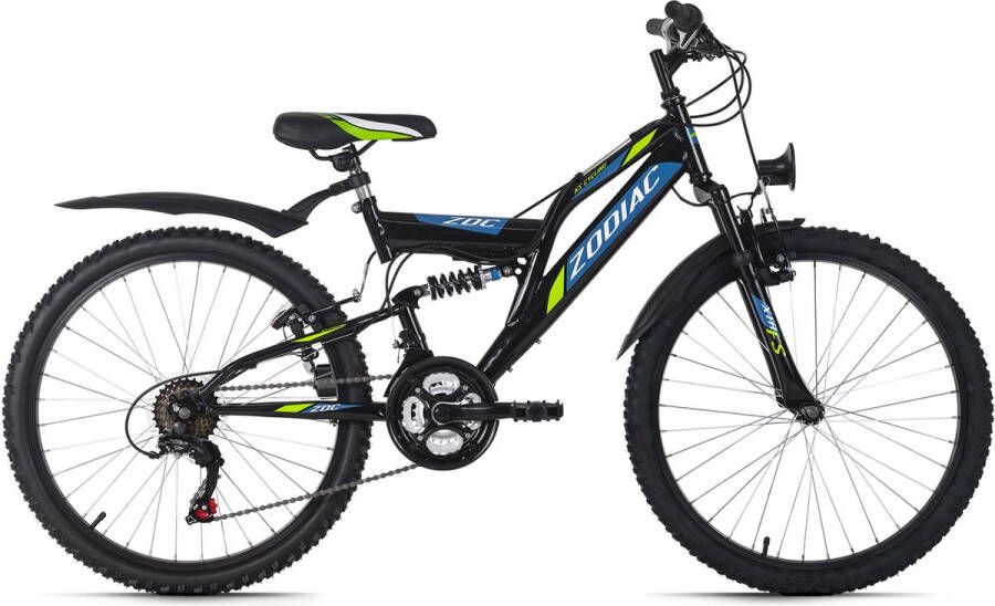 KS Cycling Fiets Kinder mountainbike ATB 24'' Zodiac RH 38 cm zwart-groen 38 cm