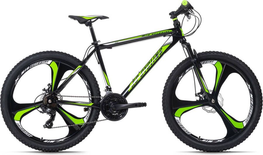 KS Cycling Fiets Mountainbike hardtail 26 inch Sharp zwart groen