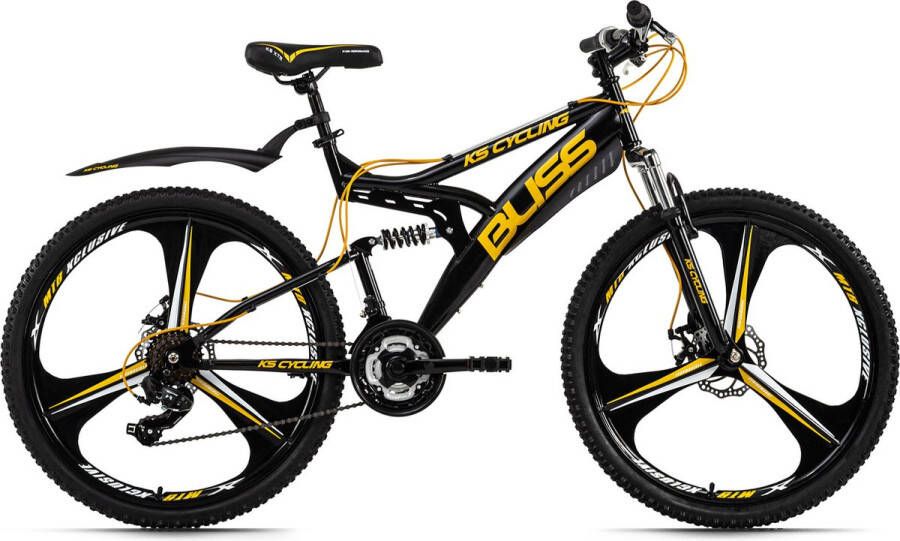 KS Cycling Fiets Mountainbike volledig 26 inch Bliss zwart-geel 47 cm