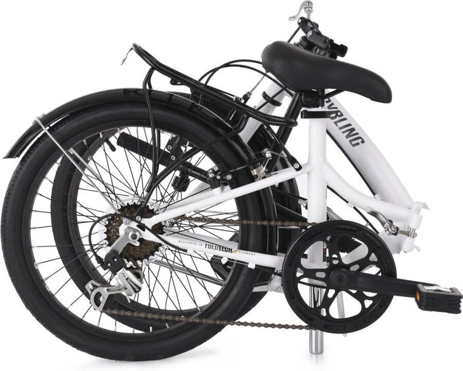KS Cycling Fiets Vouwfiets 6 versnellingen vouwfiets Foldtech 20 inch wit 32 cm