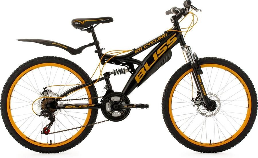 KS Cycling Mountainbike 24 jeugdfiets fully-mountainbike Bliss zwart 38 cm